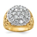 IBGoodman 10k Two-tone Men's Polished Filigree 2 Carat A Quality Diamond Cluster Ring