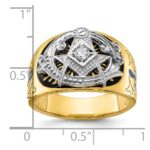 IBGoodman 10k Two-tone Men's Polished and Textured with Blue and Black Enamel Diamond Blue Lodge Master Masonic Ring - Image 8