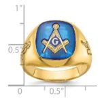 IBGoodman 14k Men's Polished and Grooved with Lab Created Sapphire Blue Lodge Master Masonic Ring - Image 8