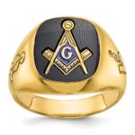 IBGoodman 14k Men's Polished and Grooved with Onyx Blue Lodge Master Masonic Ring