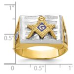 IBGoodman 10k Two-tone Men's Polished and Textured with Blue Enamel Blue Lodge Master Masonic Ring - Image 3