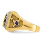 IBGoodman 14k Two-tone Men's Polished and Textured with Blue Enamel Blue Lodge Master Masonic Ring - Image 4