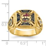 IBGoodman 14k Men's Polished and Textured with Multi-color Enamel Knights Templar Masonic Ring - Image 8