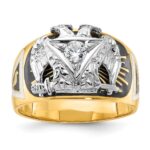 IBGoodman 14k Two-tone Men's Polished and Textured with Multi-color Enamel and Diamond 32nd Degree Scottish Rite Masonic Ring
