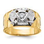 IBGoodman 14k Two-tone Men's Polished and Textured with Multi-color Enamel and Diamond 32nd Degree Scottish Rite Masonic Ring