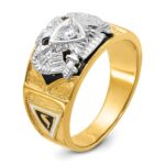 IBGoodman 14k Two-tone Men's Polished and Textured with Multi-color Enamel and Diamond 32nd Degree Scottish Rite Masonic Ring - Image 6