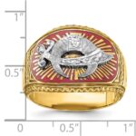 IBGoodman 10k Two-tone Men's Polished and Textured with Multi-color Enamel Masonic Shriner's Ring - Image 3