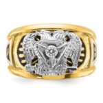 IBGoodman 10k Two-tone Men's Polished and Textured with Black and White Enameled and Diamond 32nd Degree Scottish Rite Masonic Ring - Image 5