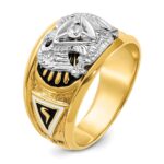 IBGoodman 14k Two-tone Men's Polished and Textured with Black and White Enameled and Diamond 32nd Degree Scottish Rite Masonic Ring - Image 6