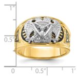 IBGoodman 14k Two-tone Men's Polished and Textured with Black Enamel and Diamond 32nd Degree Scottish Rite Masonic Ring - Image 8