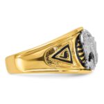 IBGoodman 14k Two-tone Men's Polished and Textured with Black Enamel and Diamond 32nd Degree Scottish Rite Masonic Ring - Image 7