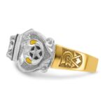 IBGoodman 14k Two-tone Men's Polished and Textured with Multi-color Enamel and Diamond Double Eagle Masonic Shriner's Ring - Image 3