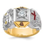 IBGoodman 14k Two-tone Men's Polished and Textured Knights Templar Masonic Shriner's Ring Mounting