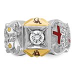 IBGoodman 14k Two-tone Men's Polished and Textured Knights Templar Masonic Shriner's Ring Mounting - Image 4