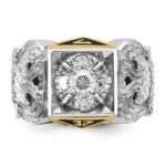 IBGoodman 14k Two-tone Men's Polished and Textured with Black Enamel and Diamond 32nd Degree Scottish Rite Masonic Ring - Image 4