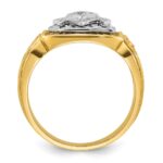 IBGoodman 14k Two-tone Men's Polished and Textured with Blue and Black Enamel Diamond Blue Lodge Master Masonic Ring - Image 2