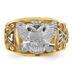 IBGoodman 10k Two-tone Men's Polished and Textured with Multi-color Enamel Active 33rd Degree Masonic Ring - Image 6