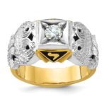IBGoodman 14k Two-tone Men's Polished and Textured 32nd Degree Scottish Rite Masonic Ring Mounting