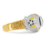 IBGoodman 14k Two-tone Men's Polished and Textured with Multi-color Enamel and Diamond Double Eagle Masonic Shriner's Ring - Image 9