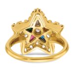IBGoodman 14k Women's Polished Multi-color CZ and AA Quality Diamond Eastern Star Masonic Ring - Image 5