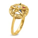 IBGoodman 14k Women's Polished and Textured with Multi-color CZ and Diamond Eastern Star Masonic Ring - Image 6