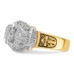 IBGoodman 14k Two-tone Men's Polished and Textured with Black Enamel and Diamond Double Eagle Masonic Shriner's Ring - Image 5