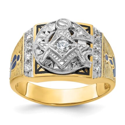 IBGoodman 14k Two-tone Men's Polished and Textured Blue Lodge Master Masonic Ring Mounting