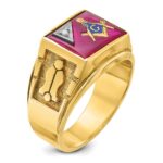 IBGoodman 14k Two-tone Men's Polished and Textured with Lab Created Ruby and Diamond Blue Lodge Master Masonic Ring - Image 5