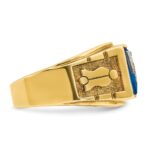 IBGoodman 14k Two-tone Men's Polished and Textured with Lab Created Sapphire and Diamond Blue Lodge Master Masonic Ring - Image 7