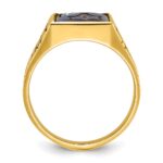 IBGoodman 10k Two-tone Men's Polished and Textured with Lab Created Sapphire and Diamond Blue Lodge Master Masonic Ring - Image 2