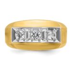 14k Two-tone IBGoodman Men's Polished & Satin 3-Stone Ring Mounting - Image 6