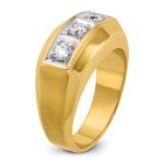 IBGoodman 14k Two-tone Men's Polished and Satin 3-Stone 1/2 Carat AA Quality Diamond Ring - Image 8