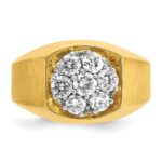 IBGoodman 14k Two-tone Men's Polished and Satin Round 1 Carat AA Quality Diamond Cluster Ring - Image 4