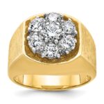 IBGoodman 14k Two-tone Men's Polished and Satin Round 2 Carat AA Quality Diamond Cluster Ring
