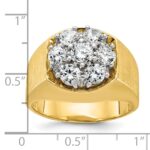 IBGoodman 14k Two-tone Men's Polished and Satin Round 1 1/5 Carat AA Quality Diamond Cluster Ring - Image 3