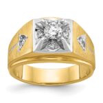 14k Two-tone IBGoodman Men's Polished and Satin 3/4 carat Diamond Complete Ring