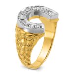 14k Two-tone IBGoodman Men's Horseshoe 1/5 carat Diamond Complete Ring - Image 6