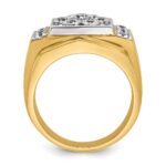 IBGoodman 14k Two-tone Men's Polished and Satin 2 Carat AA Quality Diamond Cluster Ring - Image 2