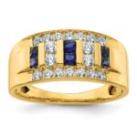 IBGoodman 14k 1 1/4 carat Lab Grown Diamond VS/SI+ G+ and Lab Created Blue Sapphire Complete Men's Ring