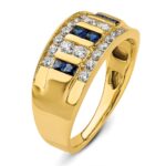 IBGoodman 14k 1 1/4 carat Lab Grown Diamond VS/SI+ G+ and Lab Created Blue Sapphire Complete Men's Ring - Image 6