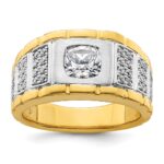 IBGoodman 14k Two Tone 3/8 carat Lab Grown Diamond VS/SI+ G+ Semi Mount Polished Men's Ring