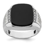 IBGoodman 14k White Gold 5/8 carat Lab Grown Diamond VS/SI+ G+ and Onyx Complete Men's Ring