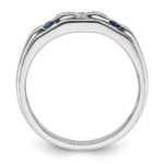 IBGoodman 14k White Gold 1/5 carat Lab Grown Diamond VS/SI+ G+ and Lab Created Blue Sapphire Complete Men's Ring - Image 2