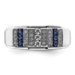 IBGoodman 14k White Gold 1/5 carat Lab Grown Diamond VS/SI+ G+ and Lab Created Blue Sapphire Complete Men's Ring - Image 4