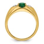 IBGoodman 14k 1/10 carat Lab Grown Diamond VS/SI+ G+ and Created Emerald Complete Men's Ring - Image 2