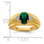 IBGoodman 14k 1/10 carat Lab Grown Diamond VS/SI+ G+ and Created Emerald Complete Men's Ring - Image 7