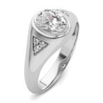 IBGoodman 14k White Gold 1 carat Lab Grown Diamond VS/SI+ G+ Oval Complete Men's Ring - Image 6