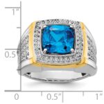IBGoodman 14k Two-Tone 3/4 carat Lab Grown Diamond VS/SI+ G+ and Blue Topaz Complete Men's Ring - Image 7