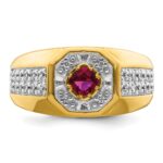 IBGoodman 14k 5/8 carat Lab Grown Diamond VS/SI+ G+ and Created Ruby Complete Men's Ring - Image 4