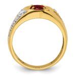 IBGoodman 14k 3/8 carat Lab Grown Diamond VS/SI+ G+ and Created Ruby Complete Men's Ring - Image 2